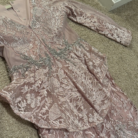 Elegant Pink Embroidered Dress - Picture 5 of 8